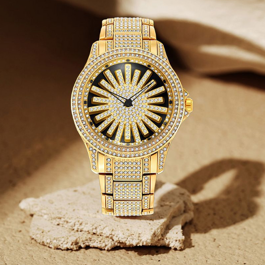 ⌚ ¡50% DE DESCUENTO AHORA! 💎 Reloj Iced-Out para Hombre con Dial Giratorio – Cristales Brillantes, Cuarzo Preciso y Vidrio Mineral Resistente ✨